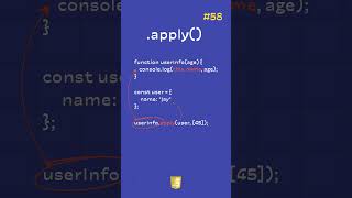 JavaScript .apply() Method Explained in 30 Seconds | call vs apply | Day 58 #javascript #shorts #js