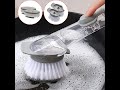 Kitchen cleaning brush 2 in 1 long handle cleaing brush with removable brush sponge dispenser dishwa