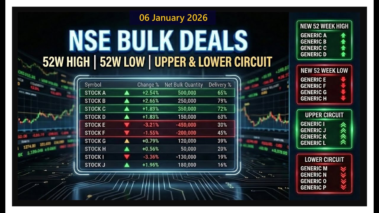 Bulk Deals Impact: 52W High, Low & Circuit Stocks | 06 JAN 2026