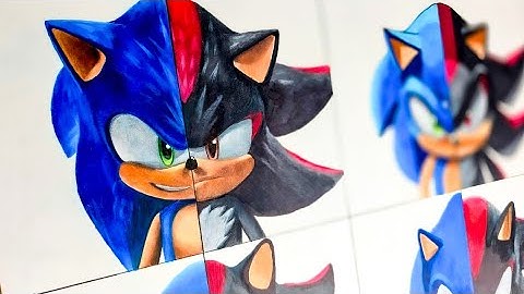 Drawing SONIC VS SHADOW in 4 Different Styles Part 2