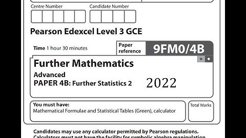 Further Statistics 2 2022 Pearson Edexcel A level further maths