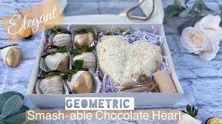 HOW TO MAKE GEOMETRIC TRENDING BREAKABLE HEART &amp; Chocolate Gold Covered Strawberries