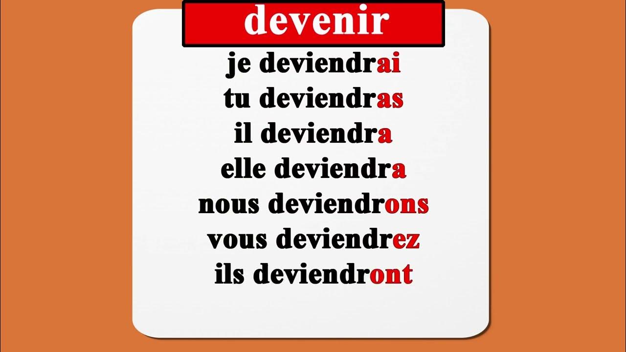 Verbe Devenir Au Present De L Indicatif www.youtube.com