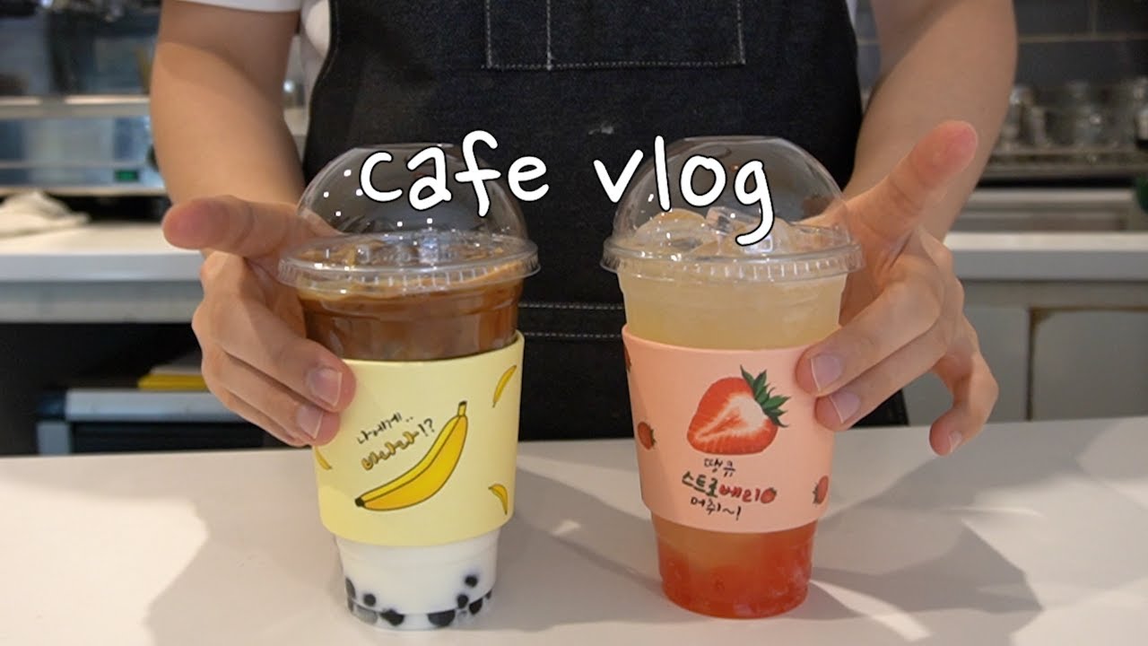 ⁣cafe vlog 🙋‍♂️딸기 펄 추가해주세요🍓!! 치즈케이크🧀 만드는법 공개! 카페 브이로그