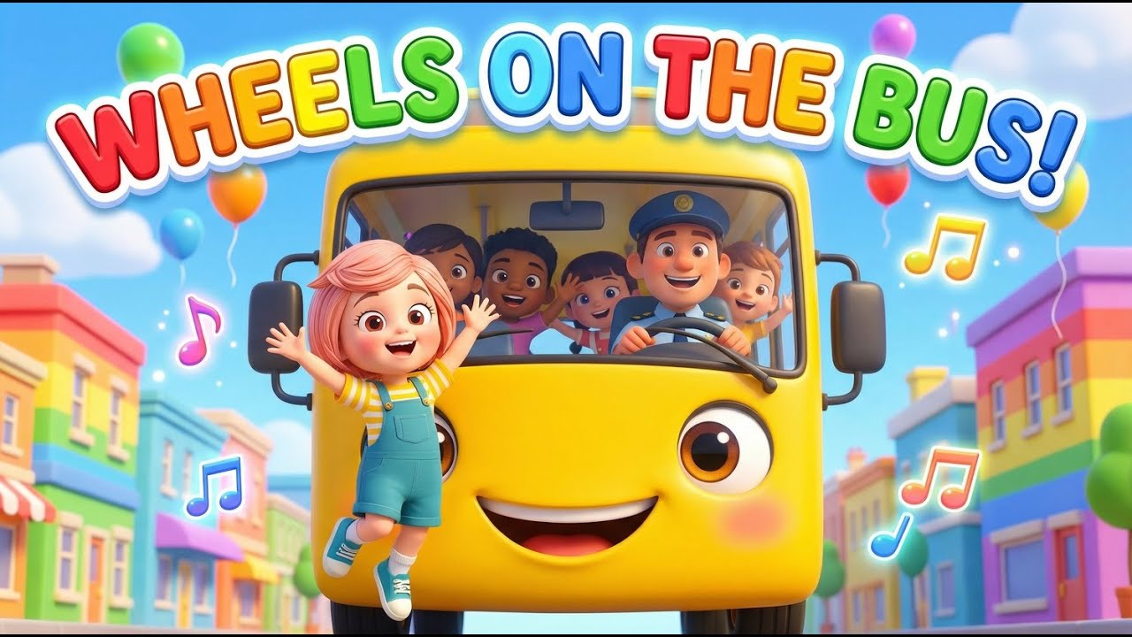 Wheels on the Bus Go Round & Round 🚌🎶 | Fun & Colorful Nursery Rhyme  