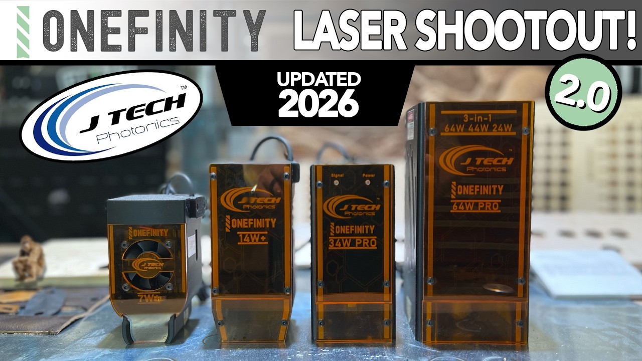 Laser Shootout 2.0! Side-By-Side Comparison of Every JTech Plug and Play Laser Onefinity CNC Currently Offers (2026)