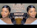 How To Sleek Low Bubble Ponytail Using Braiding Hair | Rubber Band Ponytail