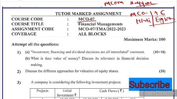 MCO 07 Solved Assignment 2022-23 | MCO 07 Solved Assignment 2022-23 English Medium | MCO 7 M. com