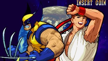 Marvel vs. Capcom Playthrough as Ryu and Wolverine