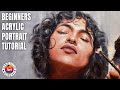 Beginners Can Try This Portrait | Real-Time | Acrylic Portrait Painting Tutorial by Debojyoti Boruah
