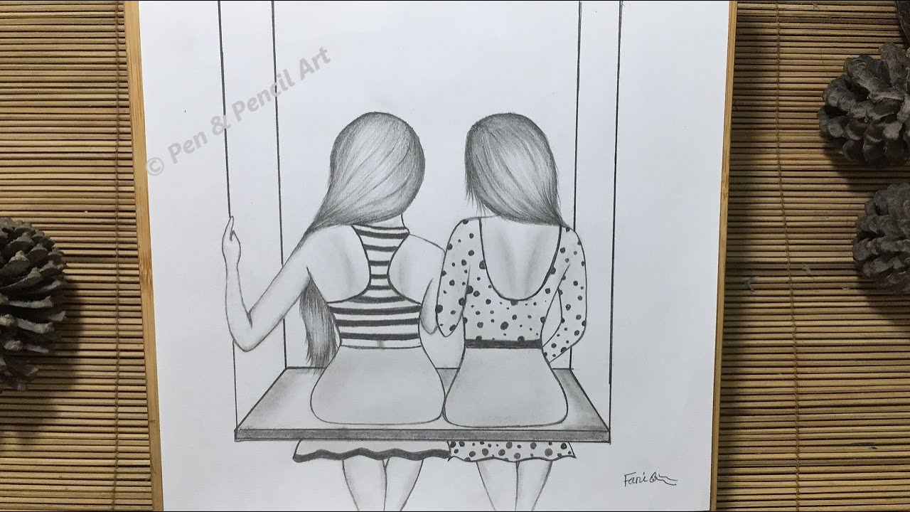 Friendship Day Drawing // How to Draw Girls Swinging ( Best Friend ...