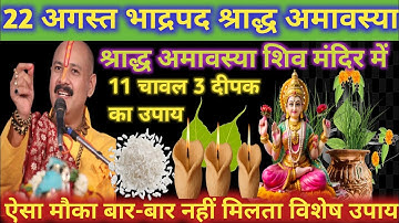 कल 22 अगस्त शुक्रवार श्राद्ध अमावस्या || 11 चावल के दाने 3 दीपक || मनोकामना पूर्ति उपाय🌹💐 Pradeep ji