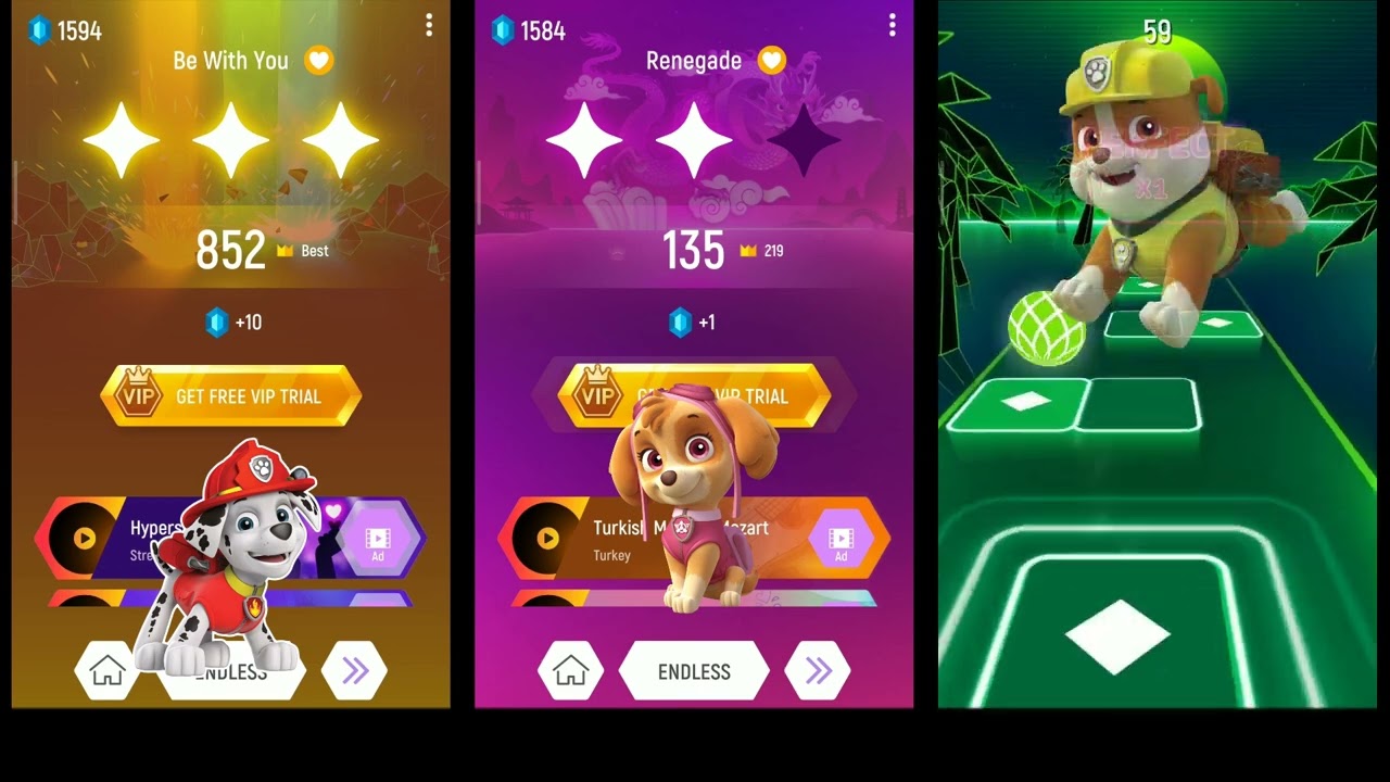 Tiles Hop - EDM Rush Paw Patrol Dance BATTLE!!!