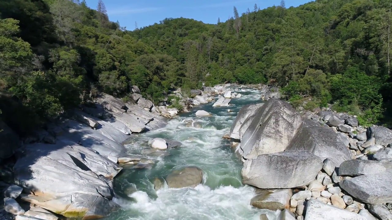 the yuba river at the 49 bridge, ca 2017 hd 4k drone video