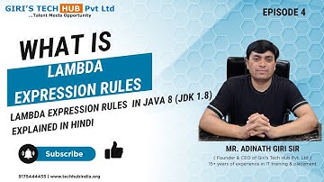 Lambda Expression Rules in Java 8 (JDK 1.8) | Giri’s Tech Hub | Adinath Giri Sir