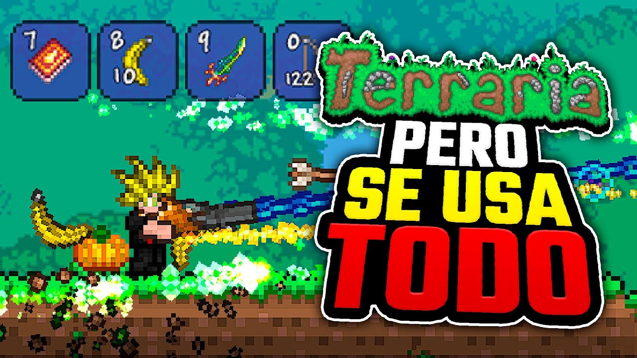 ME PASO TERRARIA PERO SE USAN TODAS LAS ARMAS AL MISMO TIEMPO!!! | 