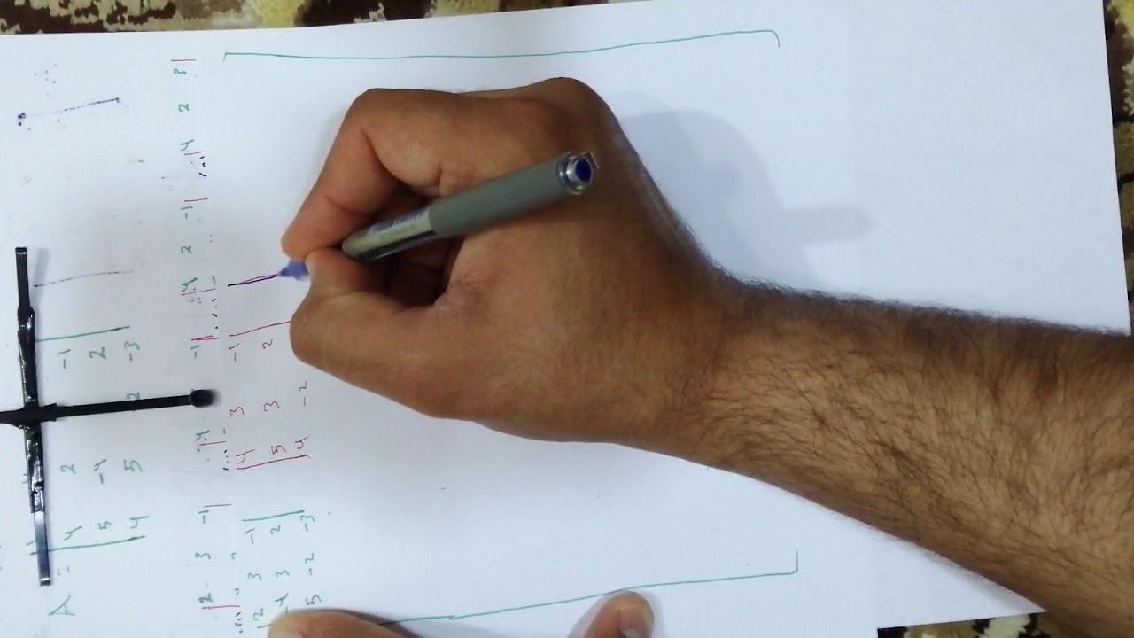 إيجاد محدد ومعكوس المصفوفة 4 ×4 determine and inverse matrix