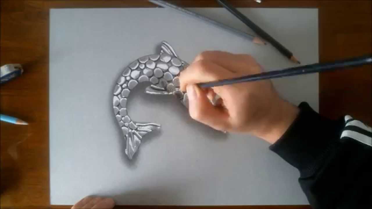 Disegno Realistico Effetto 3d In Time Lapse Trofeo Di Pesca Youtube