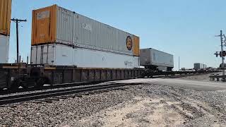 bnsf stack train with semi trailers