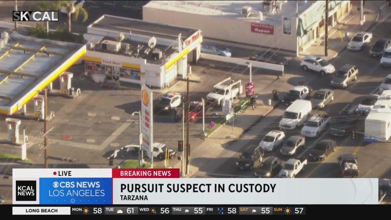 Pursuit suspect taken into custody in Tarzana - YouTube