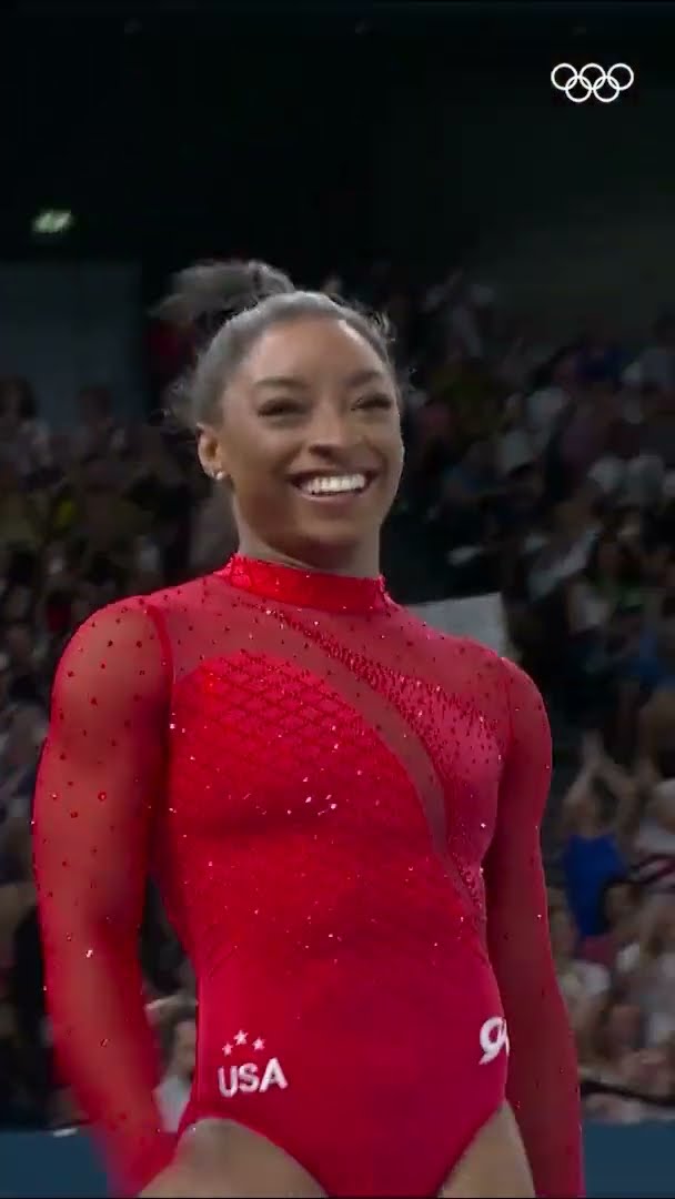 Simone Biles soared to her seventh Olympic gold at #Paris2024, taking first place in women's vault!?