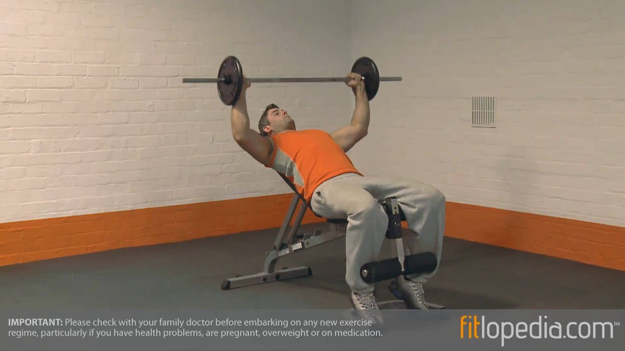 Incline Supine Barbell Bench Press With Wide Grip