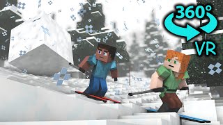 360° Video || Snow Cube Chasing - Minecraft VR