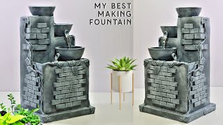 Cement Craft  DIY Amazing Indoor Tabletop Water Fountain | Making Cemented Indoor Water Fountains