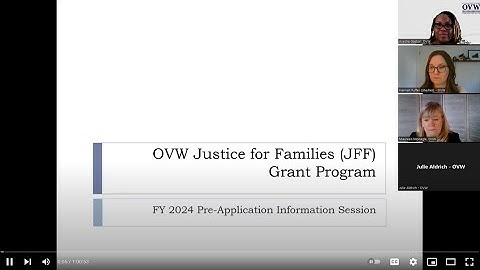 OVW Fiscal Year 2024 Justice For Families (JFF) Grant Program Pre-Application Information Session
