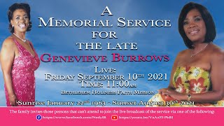 Memorial Service for The Late Genevieve Burrows