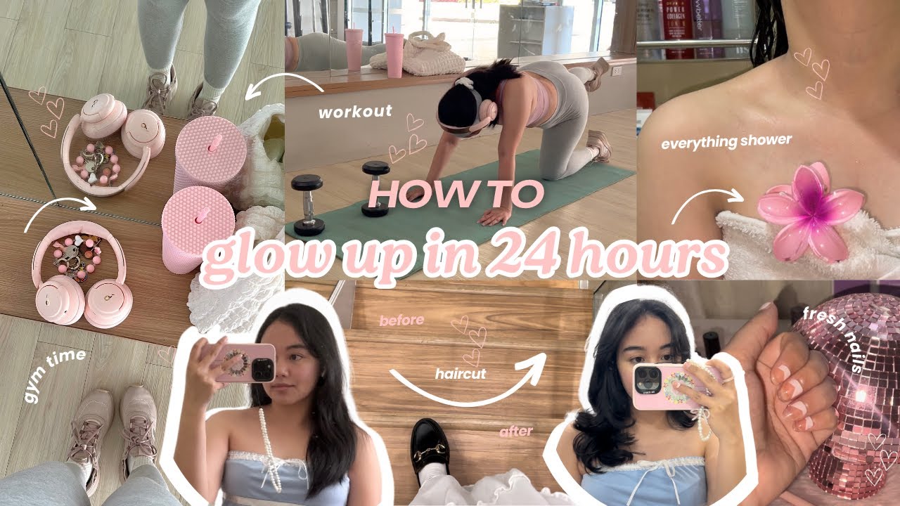 how to glow up in 24 hours 🌸 | glow up transformation (hair care, nails ...