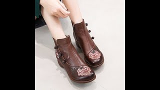 Soft Leather Handmade Ankle Boots Women's Casual Shoes GRCL0320 screenshot 4