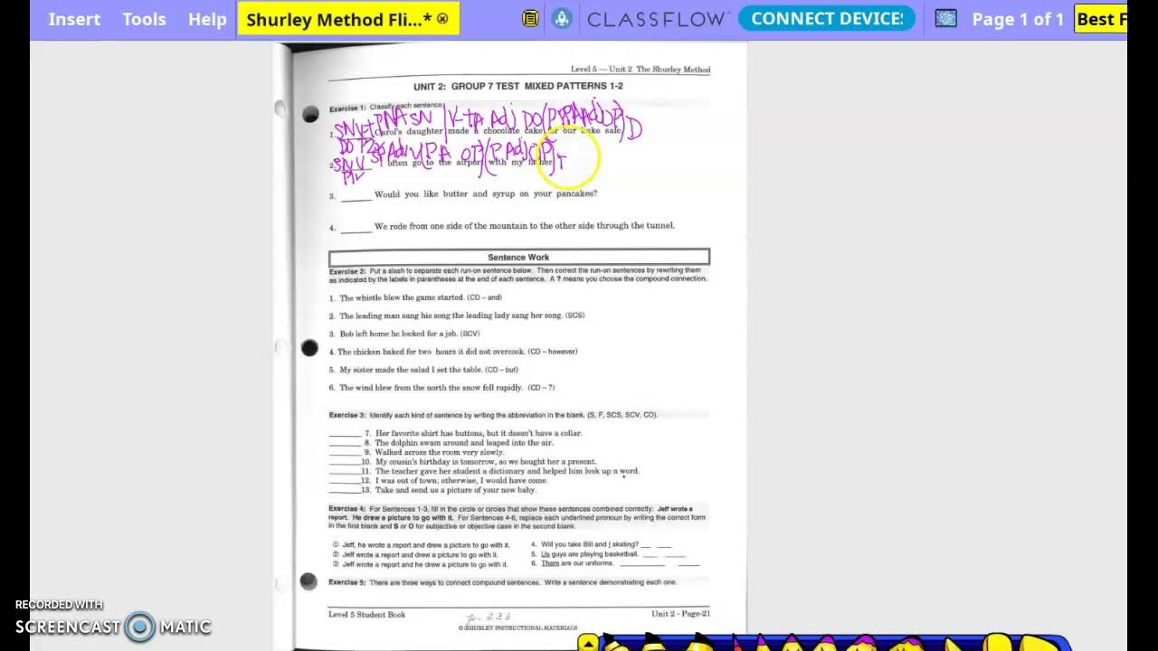5th Grade Shurley Method - Page 21, Part 1 - YouTube