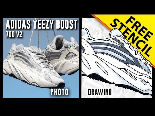 Adidas Yeezy Boost 700 v2 - Sneaker Drawing w/ Stencil - YouTube
