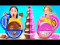 BUBBLE GUM VS CHOCOLATE FOOD CHALLENGE || Chocolate Fountain Fondue by 123GO! CHALLENGE