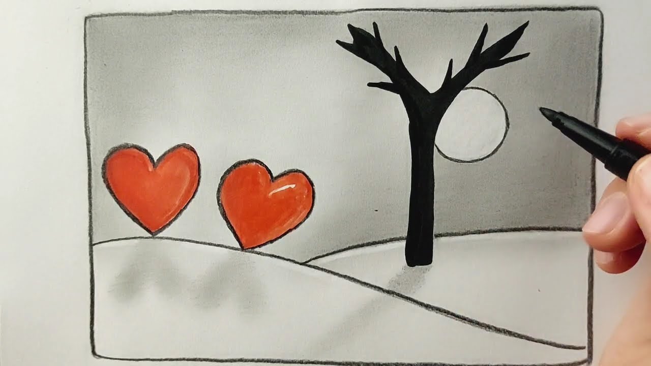 How to draw a landscape in pencil/ Easy and simple to draw - YouTube