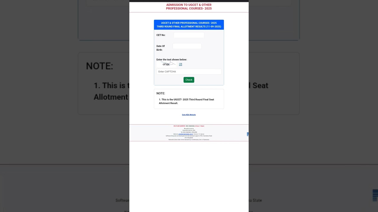 UGCET 2025 THIRD ROUND FINAL RESULT LINK 