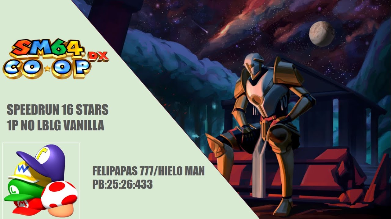Sm64 coop dx speedrun 16 stars 1P PB:25:26:433 vanilla