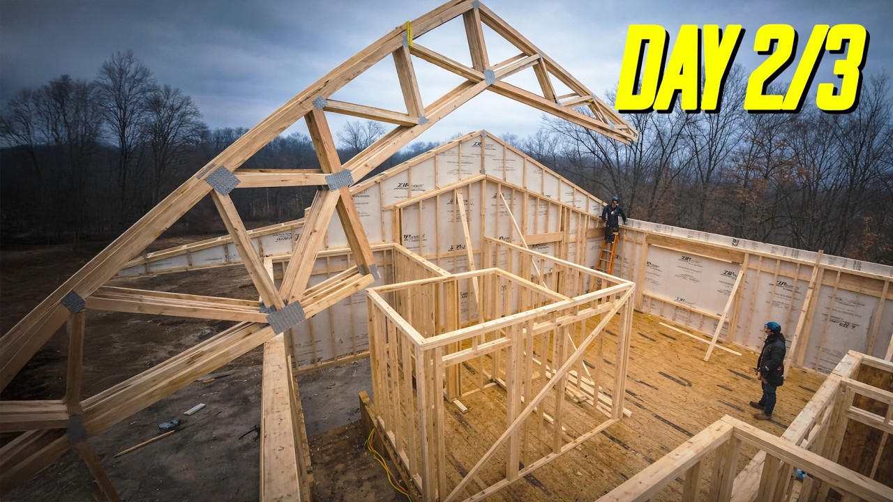 We BUILT A HOUSE in 3 DAYS! (day 2) - YouTube