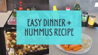 QUICK & EASY SHEET PAN DINNER | HOMEMADE HUMMUS RECIPE