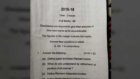 Riemann Integration and Series of Functions maths(honours)semester4 C9 vbu UG PYQ(2015-18)