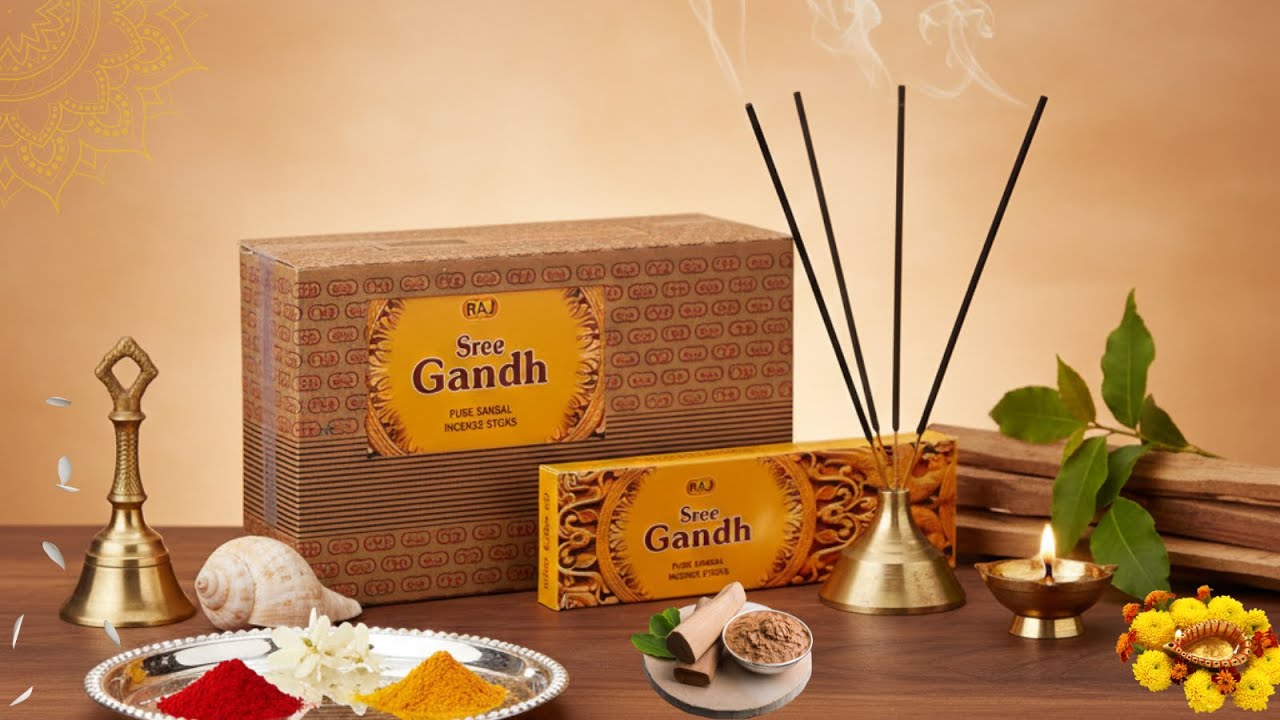 Aromatic Bliss: Relaxing with Raj Sree Gandh Sandalwood Incense, Must-Have for Your Pooja Room