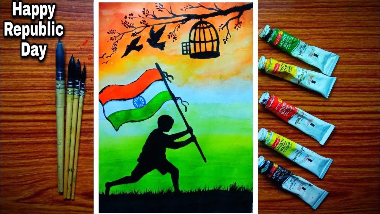 How to Draw Independence or Republic Day Drawing with Colours for  Beginners. Mahatma Gandhi Drawing | Independence day drawing, Drawings, Art  journal inspiration
