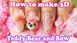 How to make 3D teddy bear and nude acrylic nails