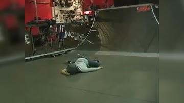 Skater Falls On Face In Attempt To Drop Into A Half Pipe