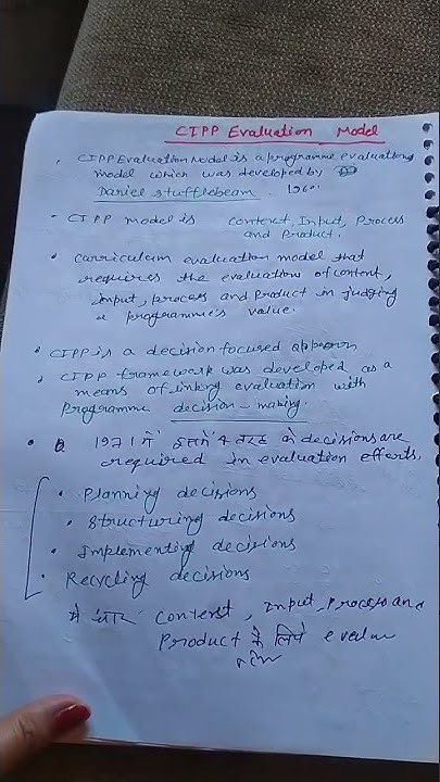 CIPP Evaluation Model/Context Input Process Product Model - YouTube