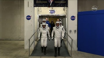 Astronauts ride to rocket before SpaceX launch