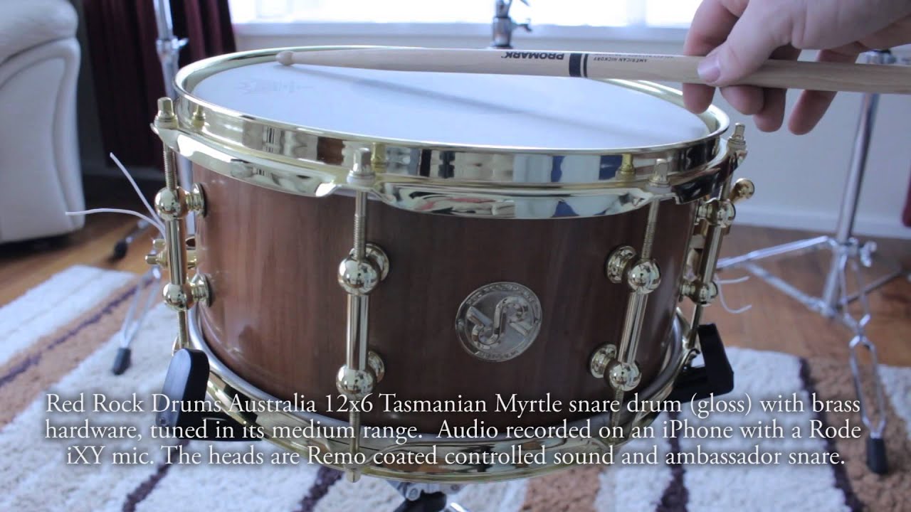 Red Rock Drums Australia 12x6 Tasmanian Myrtle Snare Drum YouTube