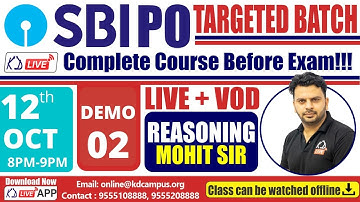 Reasoning Special Classes | Demo 02 for BANKING/SBI PO/ Targeted Batch | By Mohit Kawatra Sir