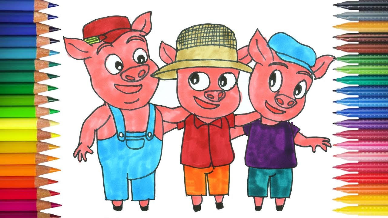 Drei Kleine Schweinchen zeichnung - ausmalbilder